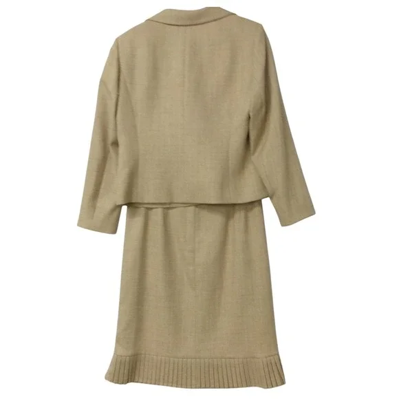 Le Suit Petite Women's Beige Herringbone Piece Skirt Suit Set Blazer & Skirt 12P - Picture 4 of 4